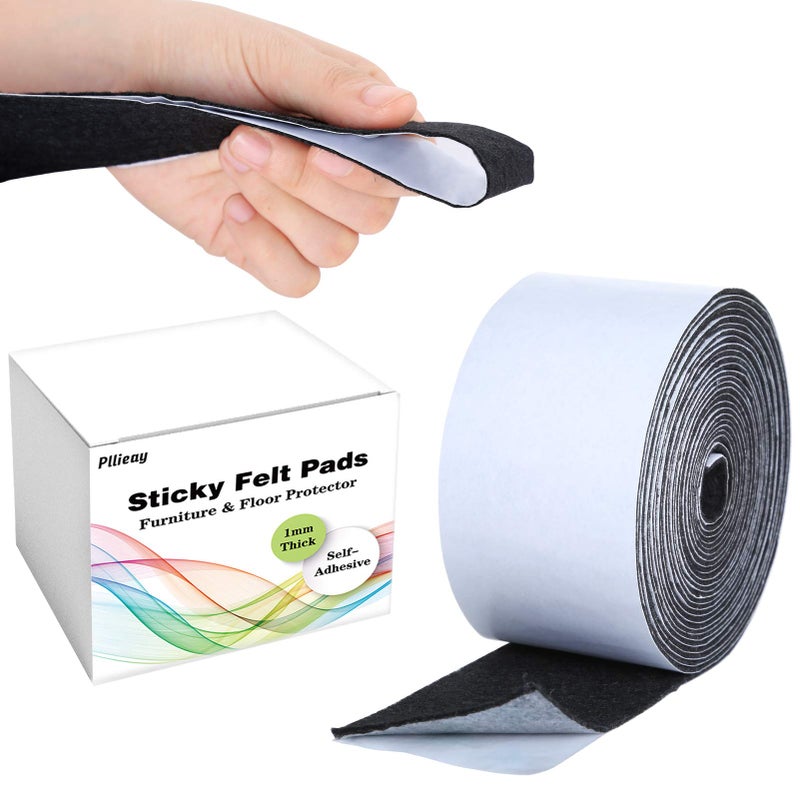 Pllieay 1 Pack Felt Tape in Self Adhesive, Polyester Felt Tape Furniture Felty Strips 1.96 inch x 0.04 inch x 14.7 feet for Furniture and Hard Surfaces - Image 3